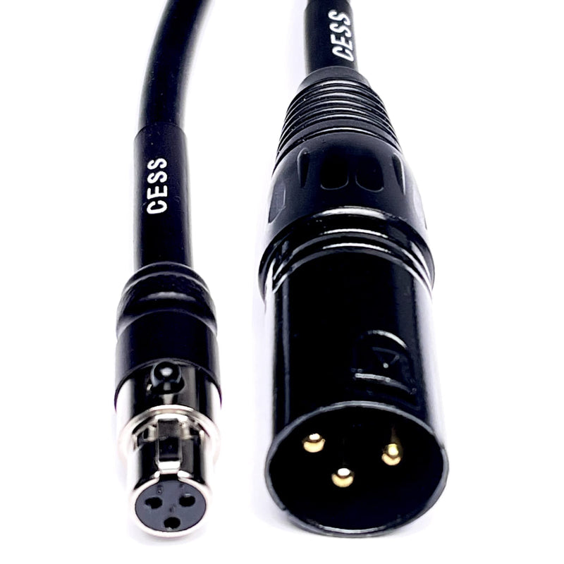 CESS-195-1f Low Noise 3-Pin Mini XLR to XLR Adapter Cable (Mini XLR Female to XLR Male, 1 Foot) Mini F to XLR M, 1 Foot