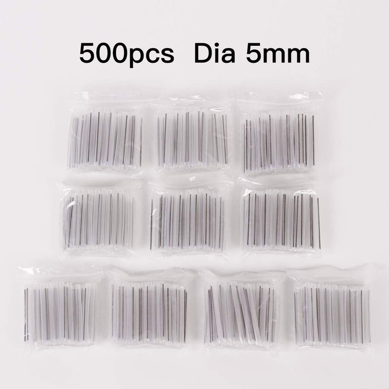 500pcs Dia 5mm 60mm Length Fiber Heat Shrink tubing fibers - Accommodate up 12 Fiber Fusion Splice Protection Sleeve 1.0mm Steel Needle Transparent Fiber Splice Tubes(Pre-Shrunk) Dia 5mm 500Pcs 500