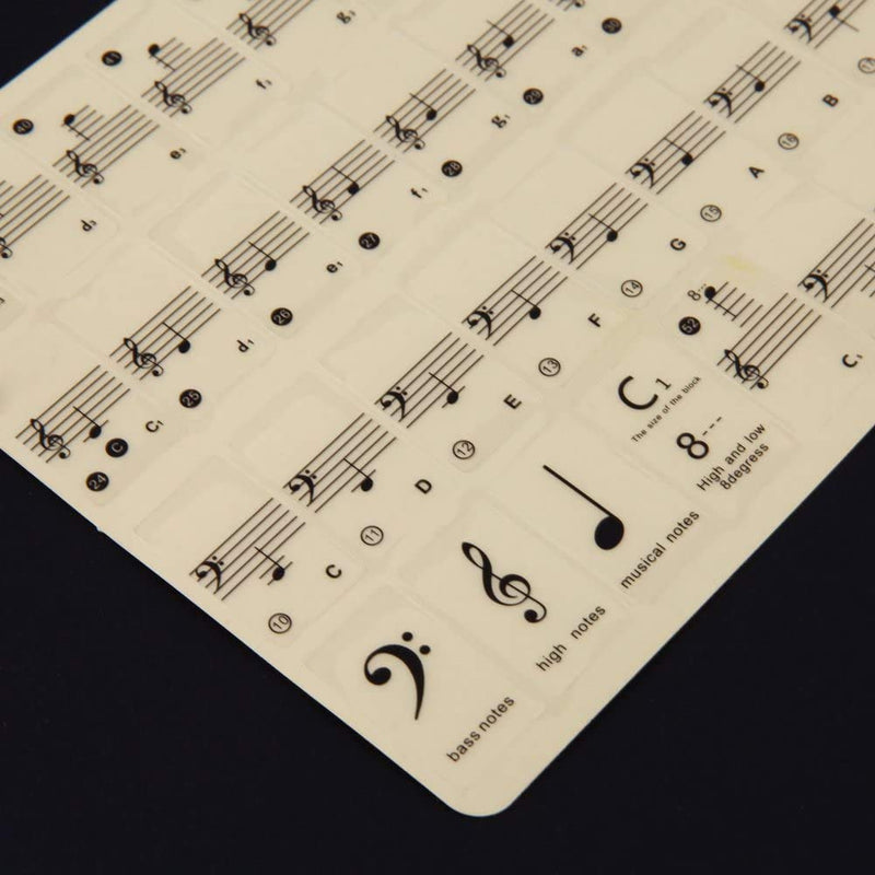 Piano Key Stickers Removable Keyboard Note Decals for 49 61 76 88 Key Keyboards
