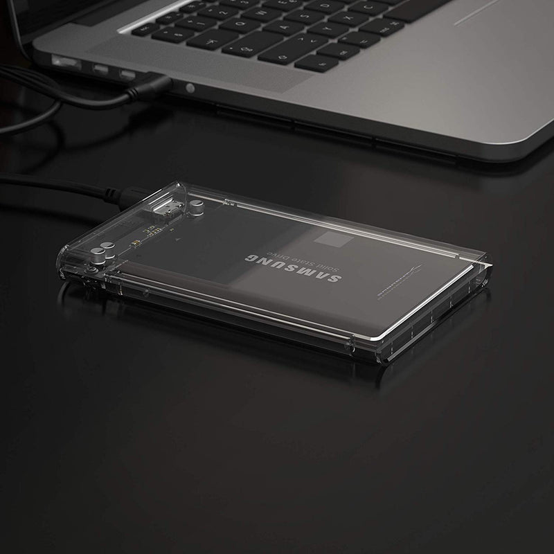 SABRENT 2.5-Inch SATA to USB 3.0 Tool-Free Clear External Hard Drive Enclosure [Optimized for SSD, Supports UASP SATA III] (EC-OCUB)