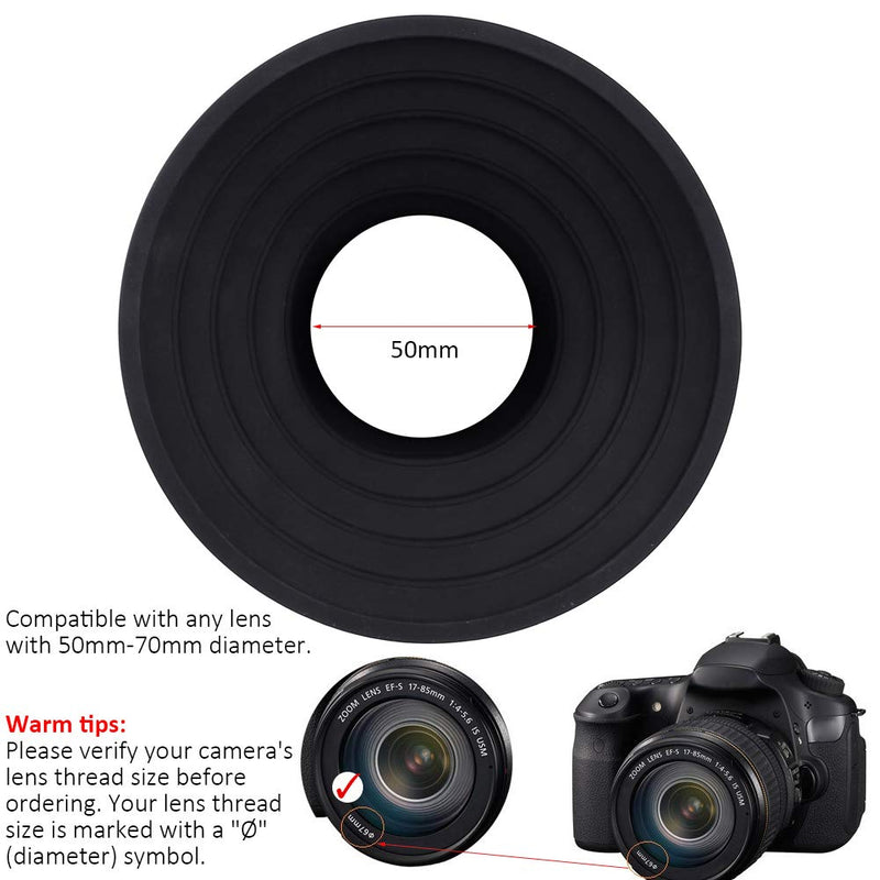 Silicone Lens Hood for Diameter 50-70mm Lens, Anti-Reflective Collapsible Reversible Lens Shade for Nikon Canon Sony Camera Lens, Blocks Unnecessary Reflection and Glare