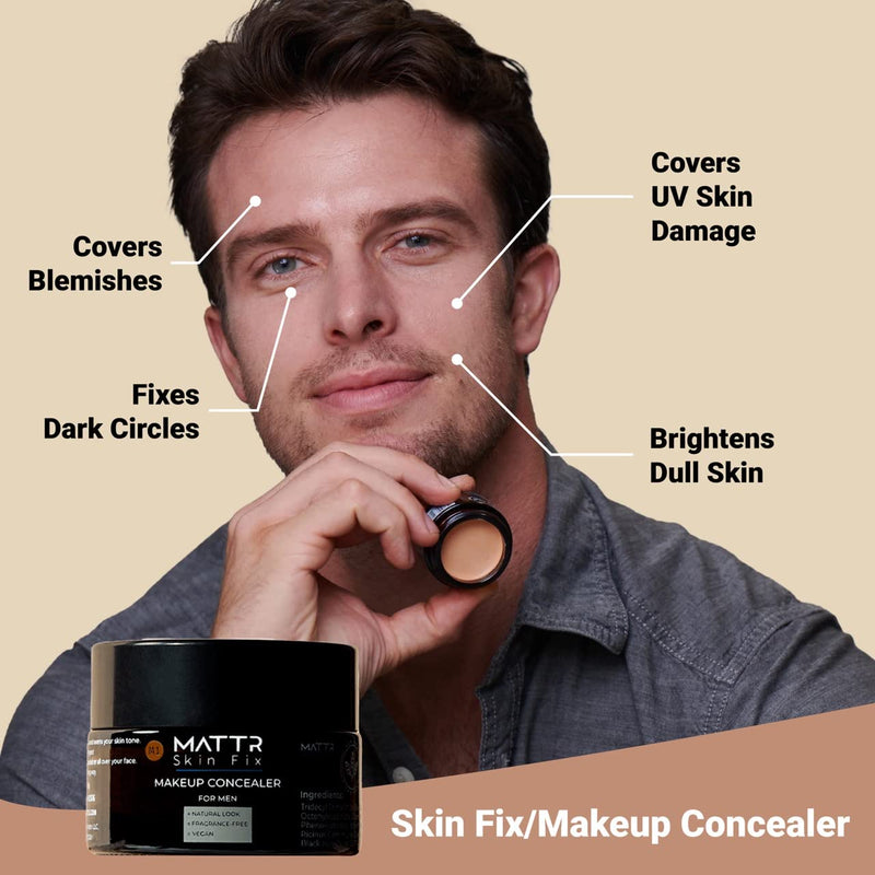 MATTR Skin Fix, Concealer for Men, Conceals Blemishes, Improves Skin Tone, Fixing Dark Circles, Vegan, Men skin care, Cruelty-Free, 15 Grams (M1) Medium 1