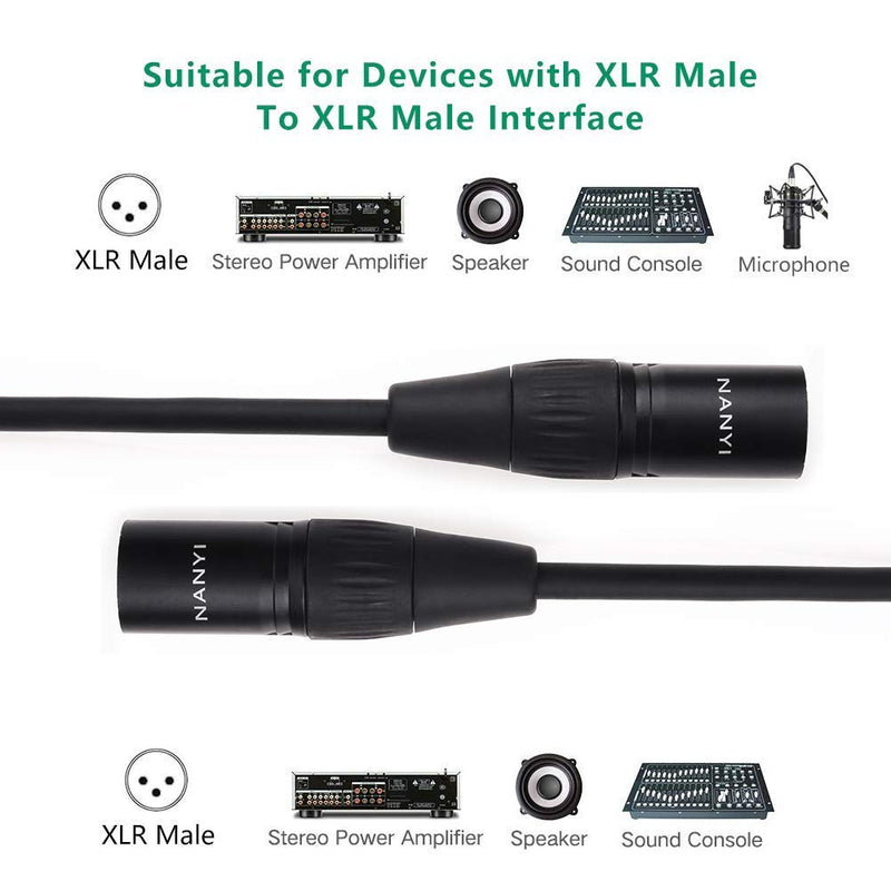 XLR Microphone Splitter Audio Cables NANYI XLR to XLR Patch Cables 3-Pin XLR Male to Male mic Cable DMX Cable Patch Cords with Oxygen-Free Copper -3Meters XLR Male To Male -3Meters
