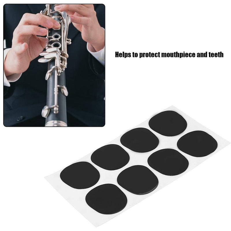 RiToEasysports Mouthpiece Patch Cushion,8pcs Sax Mouthpiece Pad Cushion with Rubber for Soprano Alto Tenor Saxophone Clarinet,Black or White(Black 0.3mm Big Oval) Black 0.3mm Big Oval