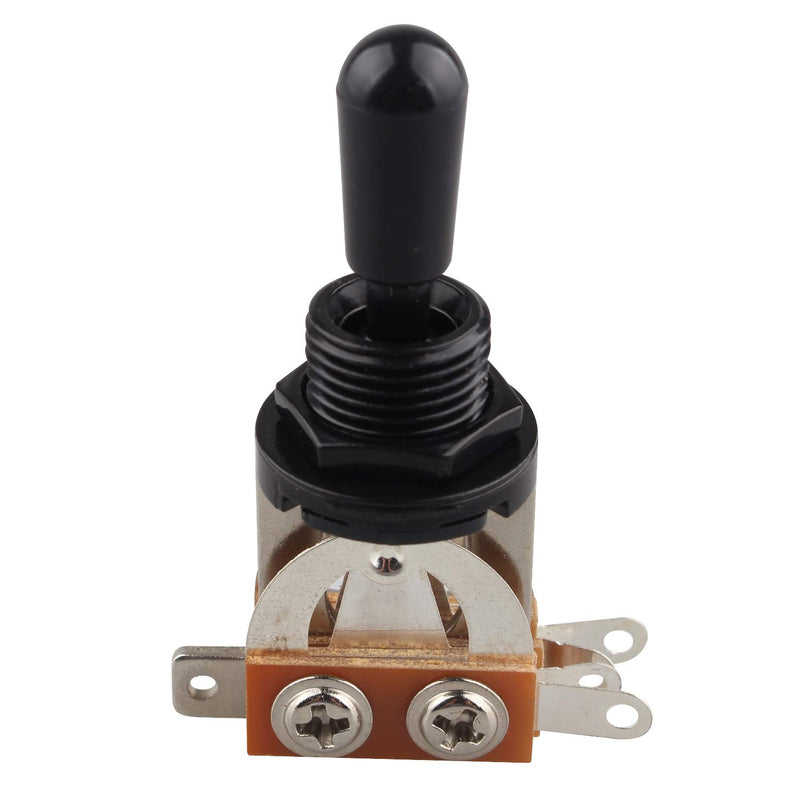 Futheda 2pcs Guitar 3 Way Toggle Switch Pickup Selector Short Straight Switch Electric Guitar Parts with Black Tip Knob