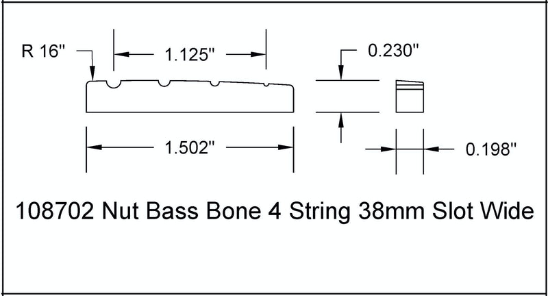 Nut Bone 4 String Bass 38mm 1 1/2 5mm Deep Slot RH