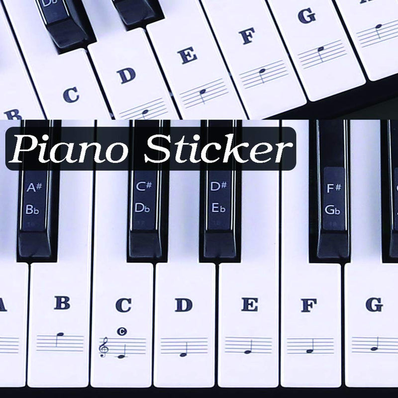 BIGTEDDY - Piano Stickers for 37/49/54/61/88 Key Keyboards - Tranparent Removable Labels for Kids Beginner Learning Music Note Suitable all Brands