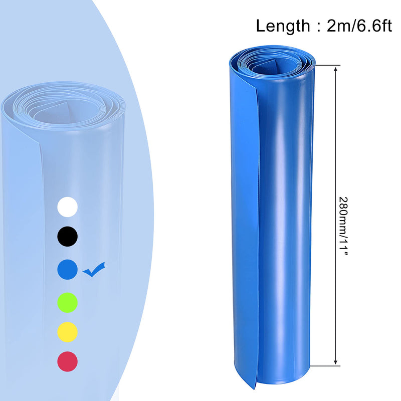 MECCANIXITY Battery Wrap PVC Heat Shrink Tubing 280mm Flat 2m Blue Good Insulation for Battery Pack