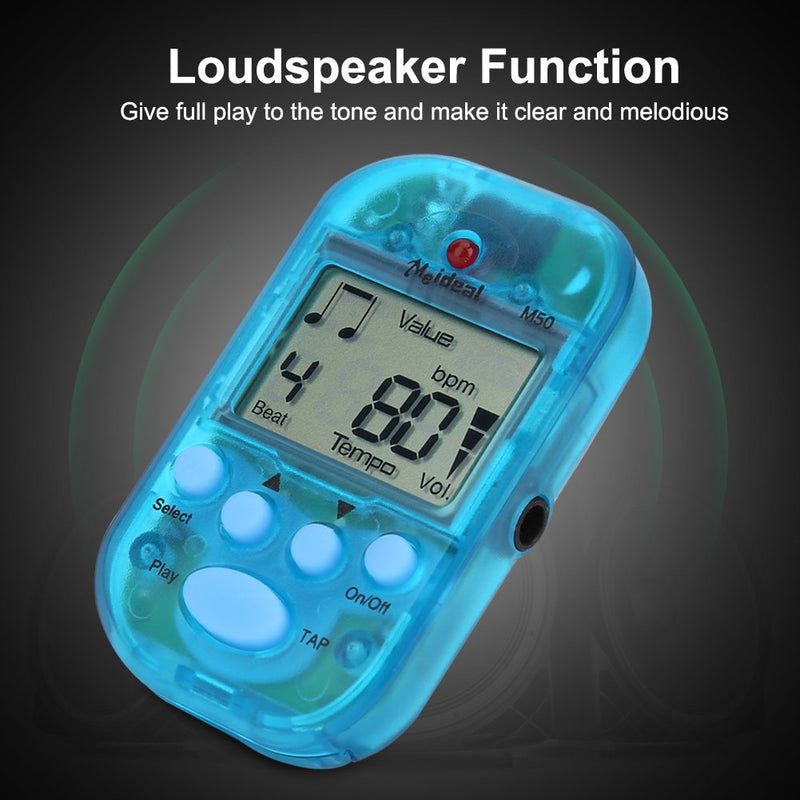 Mini Digital Metronome M50 Beat Tap Portable Clip-On Electronic Metronome Musical Instrument Parts (blue) blue