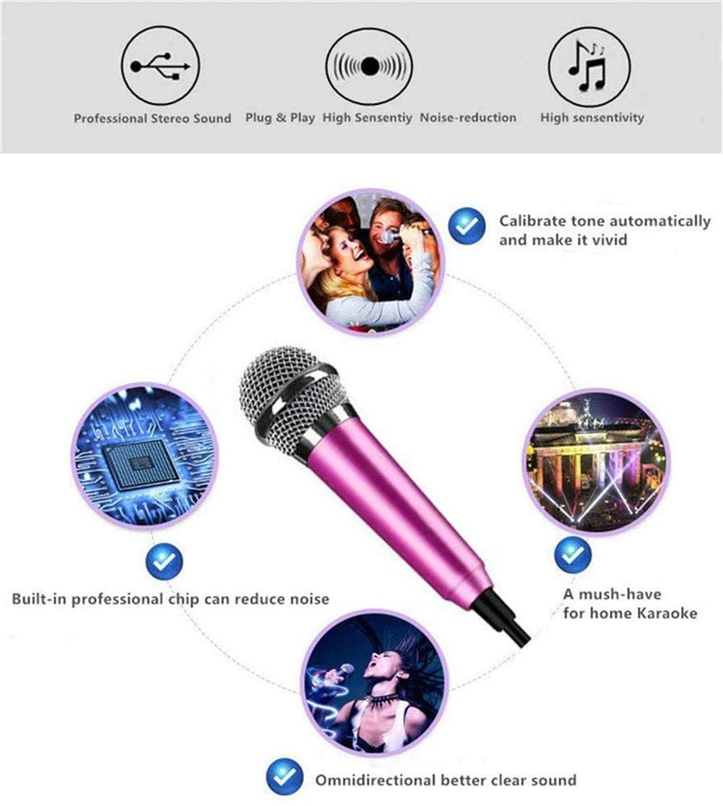 Mini Portable Vocal Microphone for Mobile Phone, Computer, Tablet, Recording Chat and Singing(Rose Pink) Rose purple