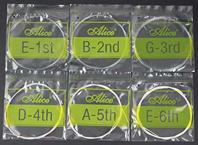 6 Packs Full Set Replacement Alice A108 Hard Tension (.0285-.044) Clear Nylon Silver-Plated Copper Alloy Wound Classical Guitar Strings
