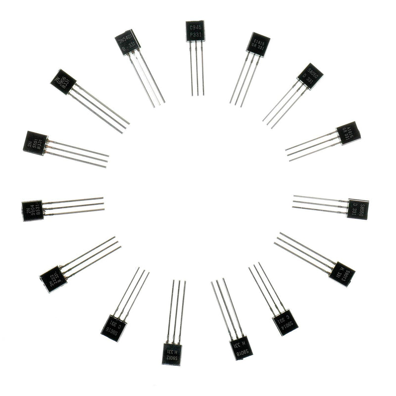 [AUSTRALIA] - HUAREW 15 Values 300 Pcs Transistors NPN C945 C1815 S8050 S9013 S9014 S9018 2N2222 2N3904 2N5551 PNP A1015 S8550 S9012 S9015 2N3906 2N5401 BJT Bipolar Junction Transistor Assortment Kit 
