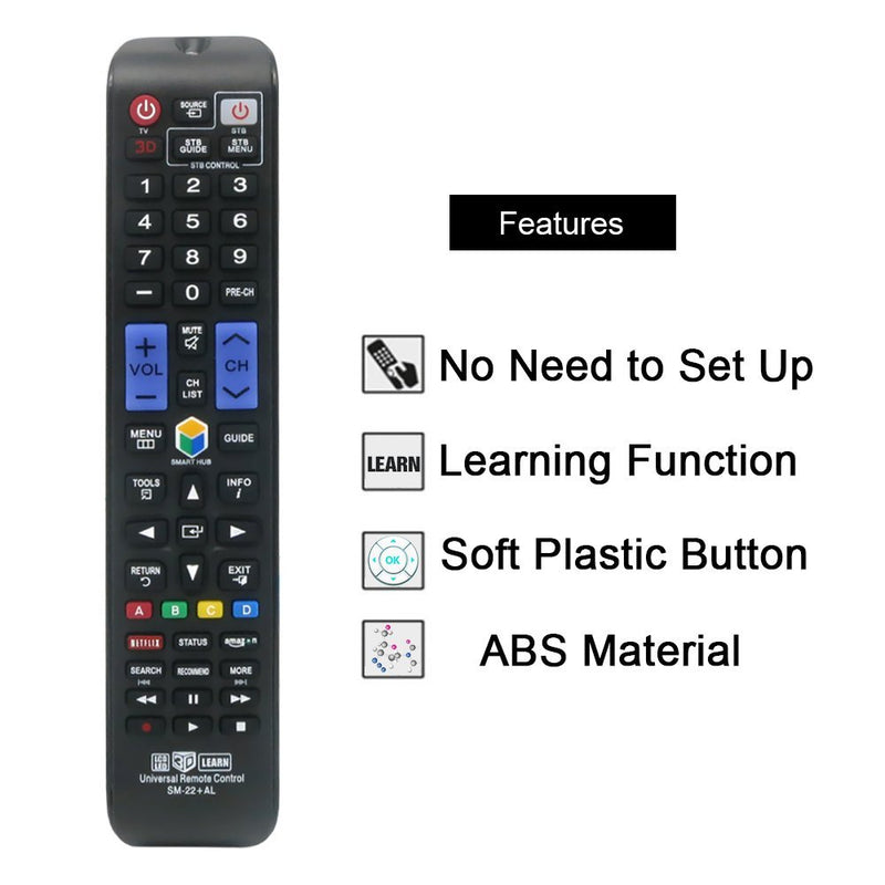 LuckyStar Universal Remote Control SM-22+AL For Almost All Samsung Brand TV/ 3D/ LCD/LED/HDTV/Smart TV,AA59-00666A BN59-01178W BN59-01199F AA59-00638A AA59-00637A AA59-00594A AA59-00600A AA59-00582A