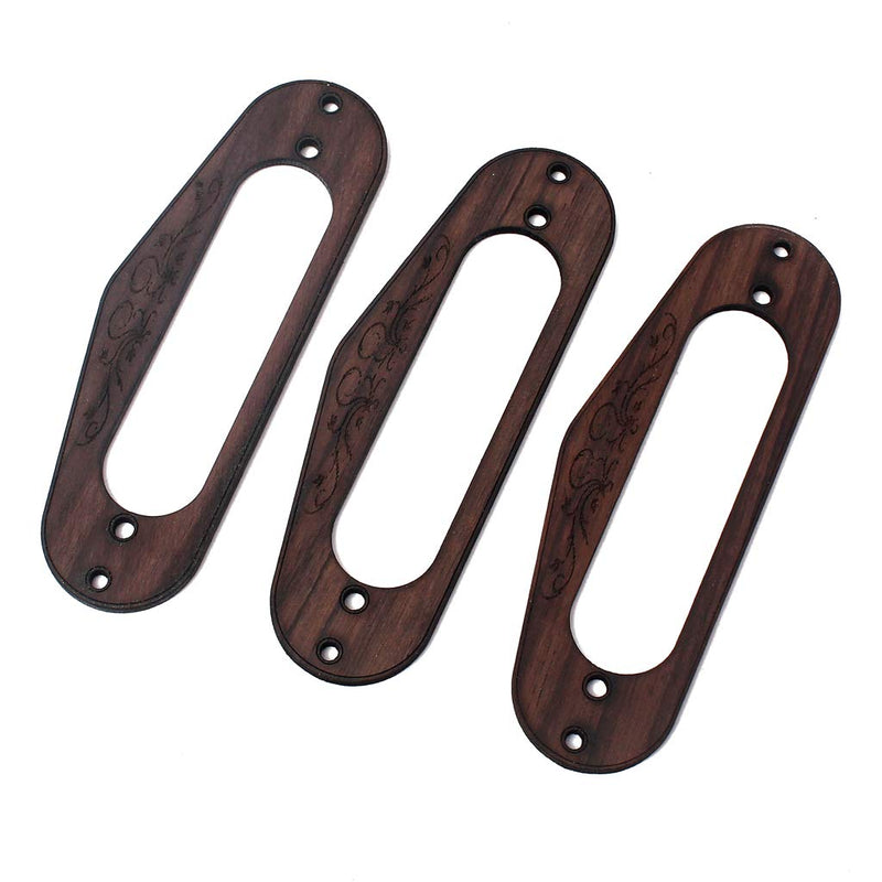 Alnicov 2 Pcs Rosewood Single Coil Pickup Surround Plate Mounting Ring for Guitar