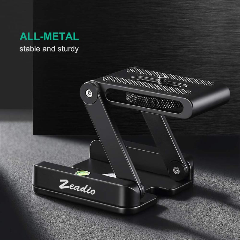 Zeadio Foldable Metal Quick Release Plate, with 1/4" Screw for Tripod, Monopod, Slider Rail, Stabilizer, DSLR, SLR Camcorders etc