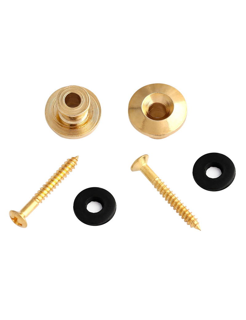 Metallor Guitar Strap Locks and Buttons End Pins with Mounting Screws and Washers for Electric Guitar Bass Acoustic Guitar Ukulele Mandolin Gold.