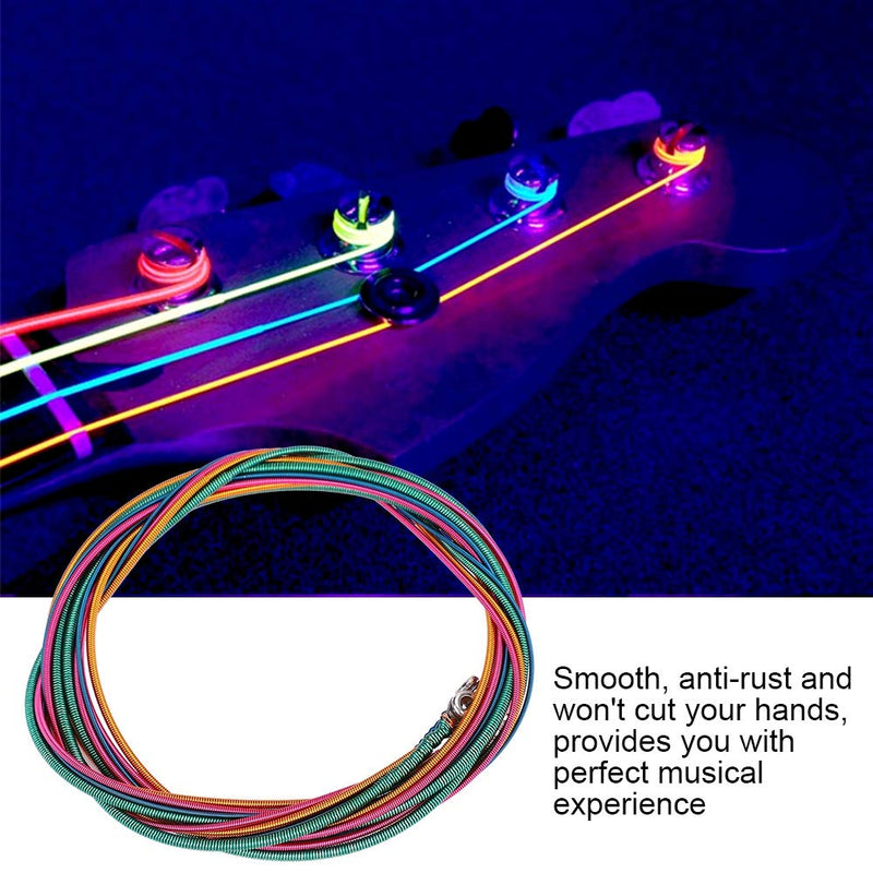Drfeify Metal Bass Strings, 4-String Metal Colorful Electric Bass Strings Instrument Bass Accessory and Part