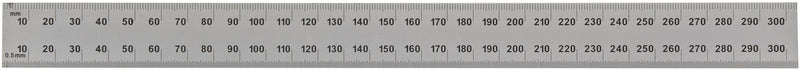 Mitutoyo 182-125, Steel Rule, 12"/300mm ( 1/32, 1/64", 1mm, 0.5mm), 3/64" Thick X 1" Wide, Satin Chrome Finish Tempered Stainless Steel