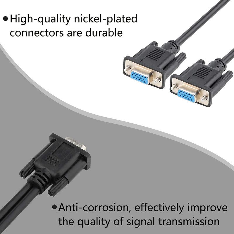 SAISN VGA Y Splitter Cable, VGA 1 Male to VGA 2 Female Adapter Cable Dual VGA Monitor Y Cable for Screen Duplication - 1 Feet, Black (No Screen Extension)