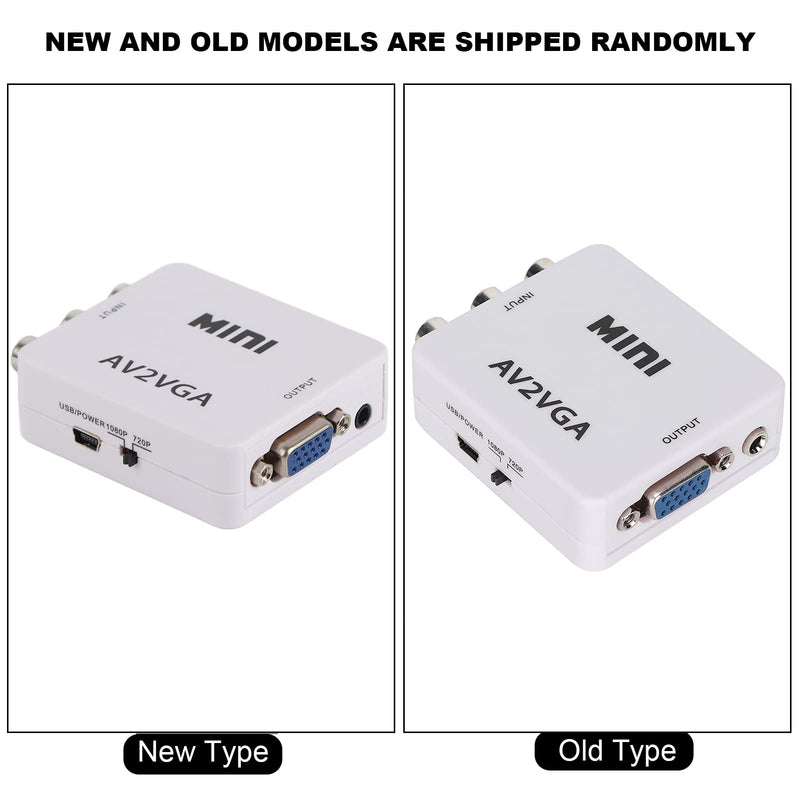 Mini VGA to Video Converter, Composite AV to VGA Adapter, TV SetTop Box Audio Video Converter (White) White