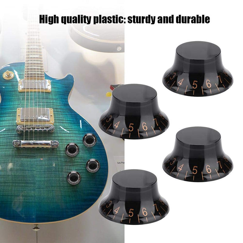 Drfeify 4pcs Guitar Control Knobs, Volume Tone Speed Control Knobs Accessory Parts for Electric Guitar Black+Gold