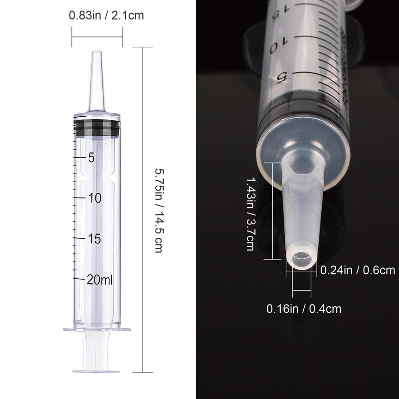 6 Pack 20ml Plastic Syringe with 6 caps, Large syringes without needle for Scientific Labs,pipettes, irrigation,feeding ,food ,jello shot,Multiple Uses Tools