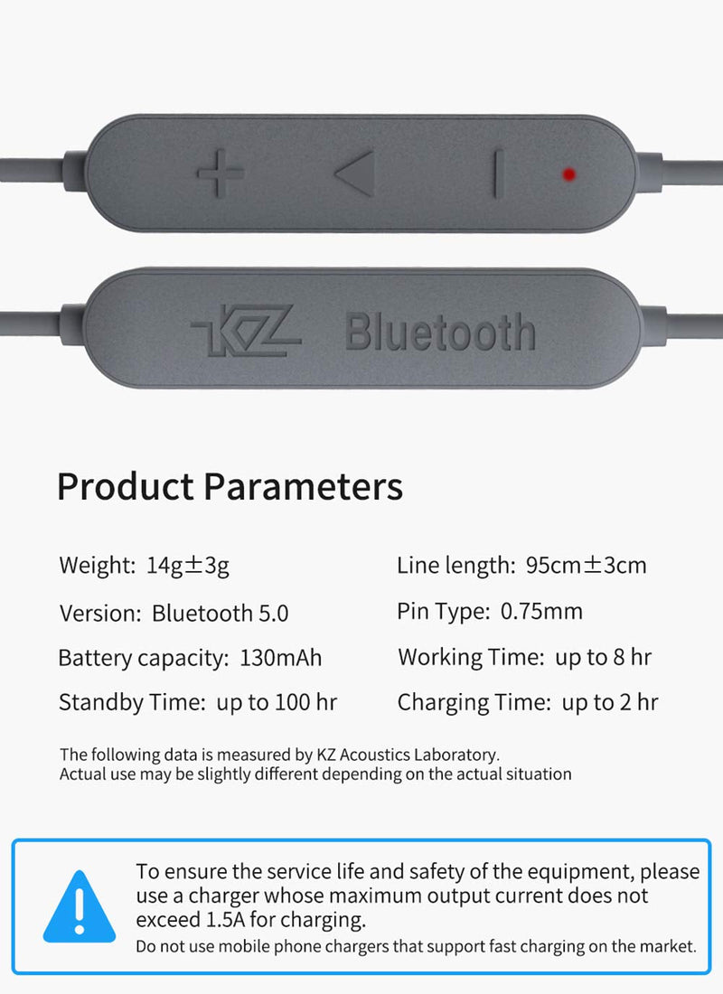 KZ HD Bluetooth V5.0 Headphone/Earphone Wireless Cable with Microphone Replacement for (C PIN (KZ-ZSN/ZSNpro/AS16/ZS10pro)) C PIN (KZ-ZSN/ZSNpro/AS16/ZS10pro)