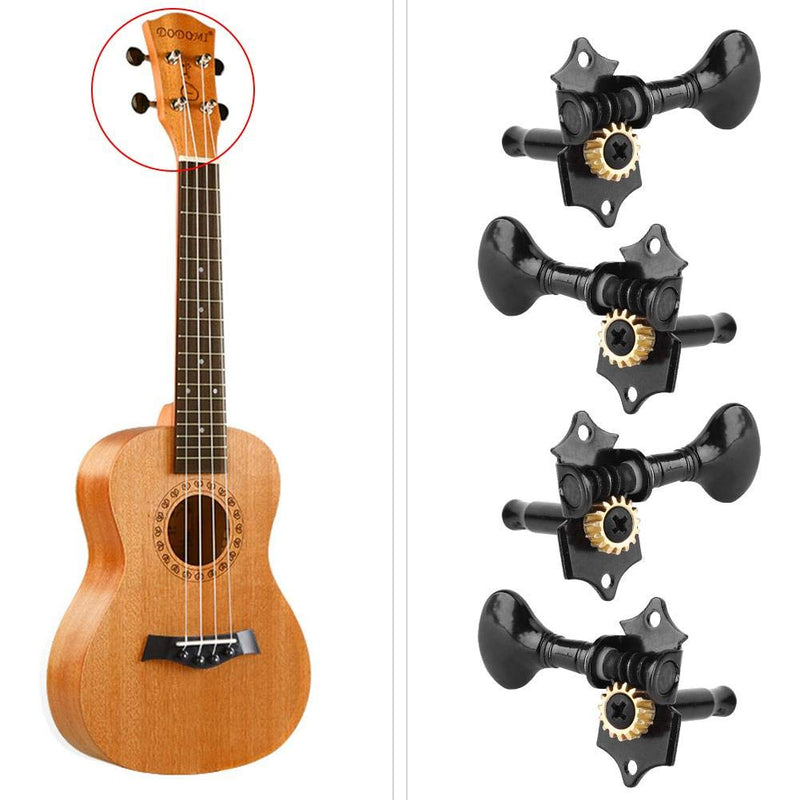 Ukelele Tuning Peg,Musical Instrument 4 Pieces Tuners Machine Heads for Ukulele Hawaii Guitar Accessory DIY,Black or Silver.(Black) Black