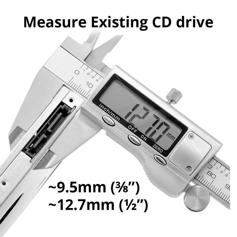 SATA 2nd SSD HDD Hard Drive Caddy Adapter Tray Enclosures for Laptop Optical Drive Bay for Acer, Asus, Dell, Fujitsu, HP, Samsung, Sony, Toshiba (12.7 mm) 12.7mm