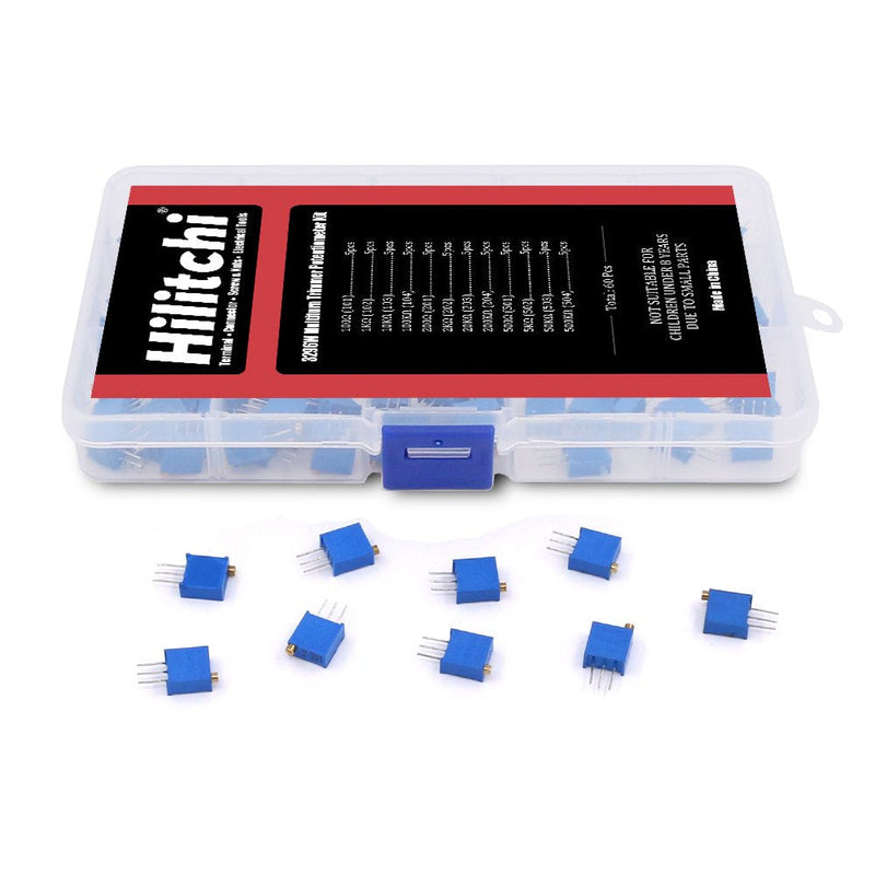 Hilitchi 120-Pcs [100 to 500K] ohm 3296W Multiturn Trimmer Potentiometer Assortment Kit - [12 Value]