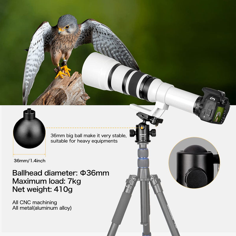 koolehaoda KM-0 Tripod Ball Head Metal Camera Tripod Head with Quick Release Plate 360° Panoramic Shooting for Canon Sony Nikon DSLR Cameras and Monopod.