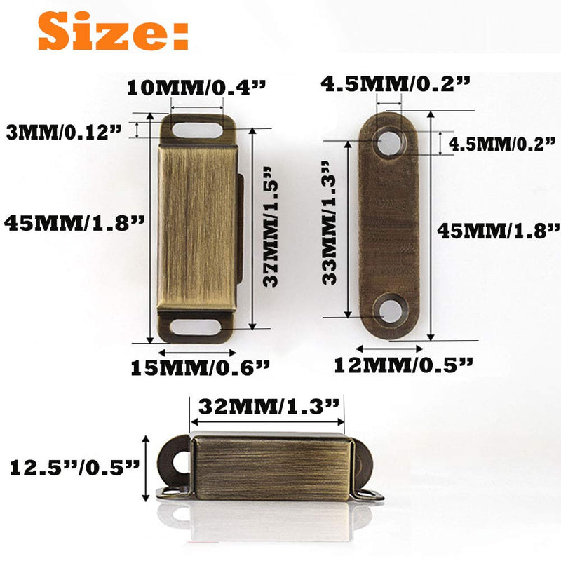Cabinet Door Catch with Strong Magnetic, 1.2mm Thickness Furniture Latch 10 lbs Bronze (Pack of 6) 6pc-20lbs-bronze