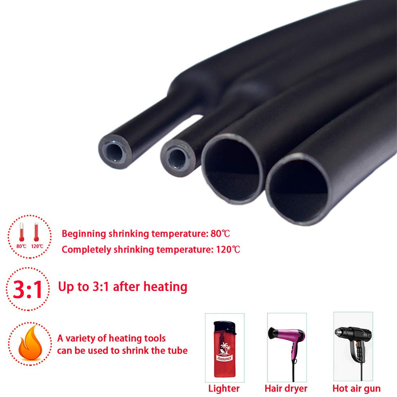 Purple-fox 3:1 Heat Shrink Tubing Adhesive-Lined Heat Shrinkable Tube Waterproof Insulation Sealing DIY (Dia 1” (25.4mm))