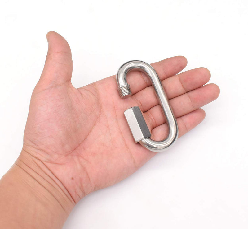 3/8" Quick Links,Alele (10mm) 4 Packs Stainless Steel Chain Links Connector,M10 Heavy Duty D Shape Locking Looks for Carabiner, Hammock, Camping and Outdoor Equipment M10 Quick Links 4pack