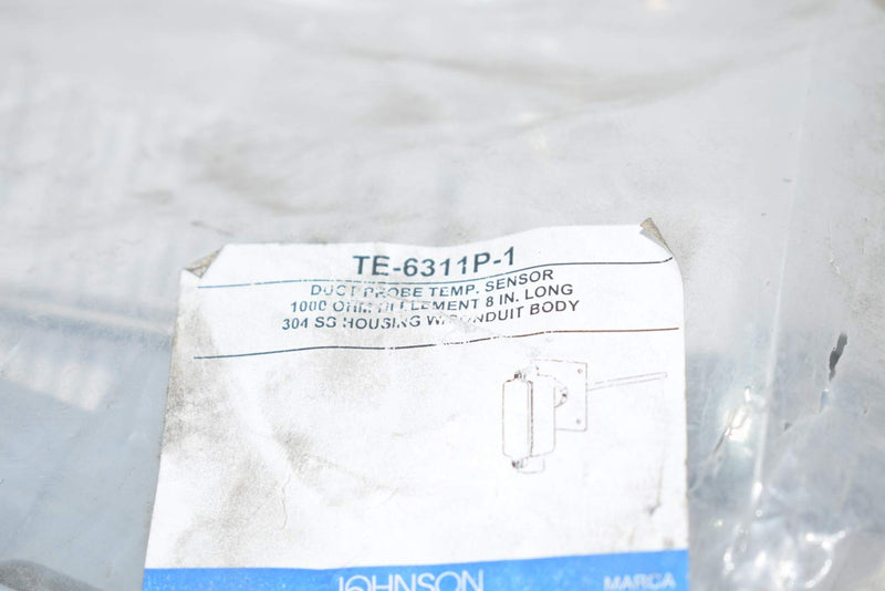 Johnson Controls TE-6311P-1 Temperature Sensor, Duct Mounting, Nickel, 1000 Ohm