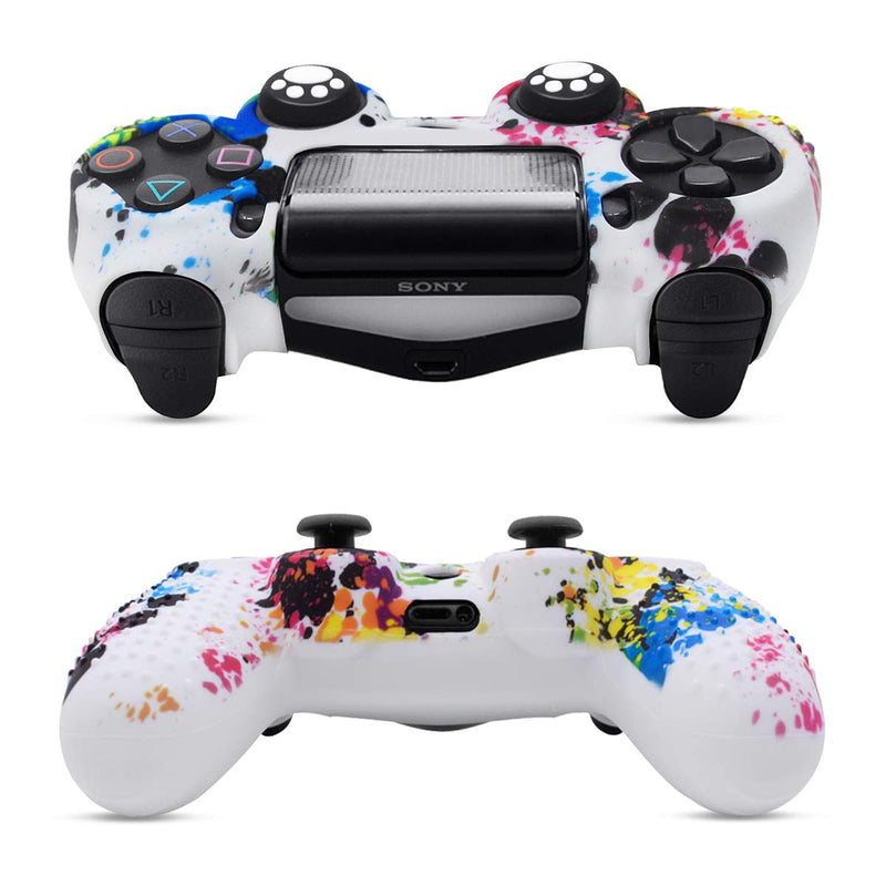 6amLifestyle PS4 Controller Skin (Graffiti 2 Controller Skins + 10 Thumb Grips) Anti-Slip Silicone Cover Protector Case for DualShock 4 PS4 / PS4 Slim / PS4 Pro Controller 01W-Graffiti