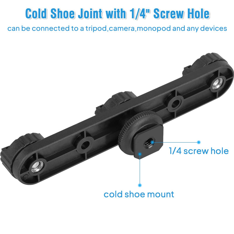 [AUSTRALIA] - ChromLives Cold Shoe Mount Triple Shoe Mount Extension Bar Hot Shoe Adapter Camera Bracket with 1/4 Screw for Tripod/Microphone/LED Light Compatible with Canon Sony Camera Triple Cold Shoe 