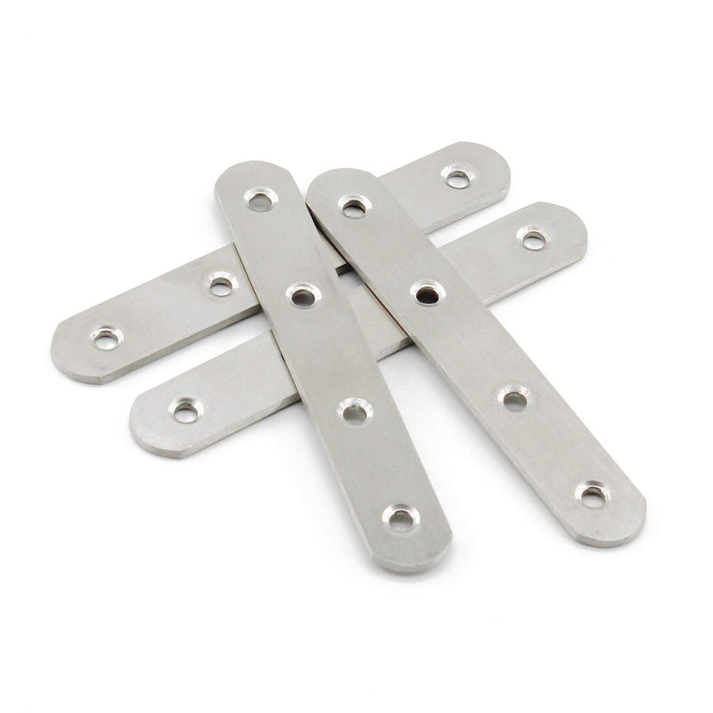 4 Pack Flat Mending Plate for Wood,ULIFESTAR Stainless Steel Straight Brackets 130mm / 5" Length 4 Screw Hole Flat Repair Fixing Wood Brace Joining Plates Connector with Fixing Screws 130x20x3mm/5x0.8x0.1''