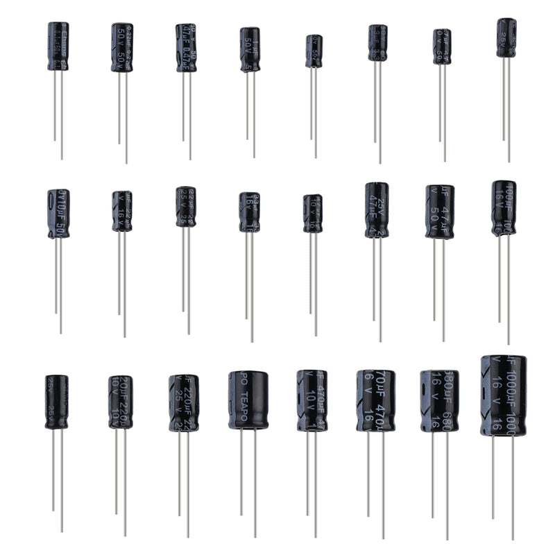 OCR 24Value 500pcs Electrolytic Capacitor Assortment Box Kit Range 0.1uF－1000uF