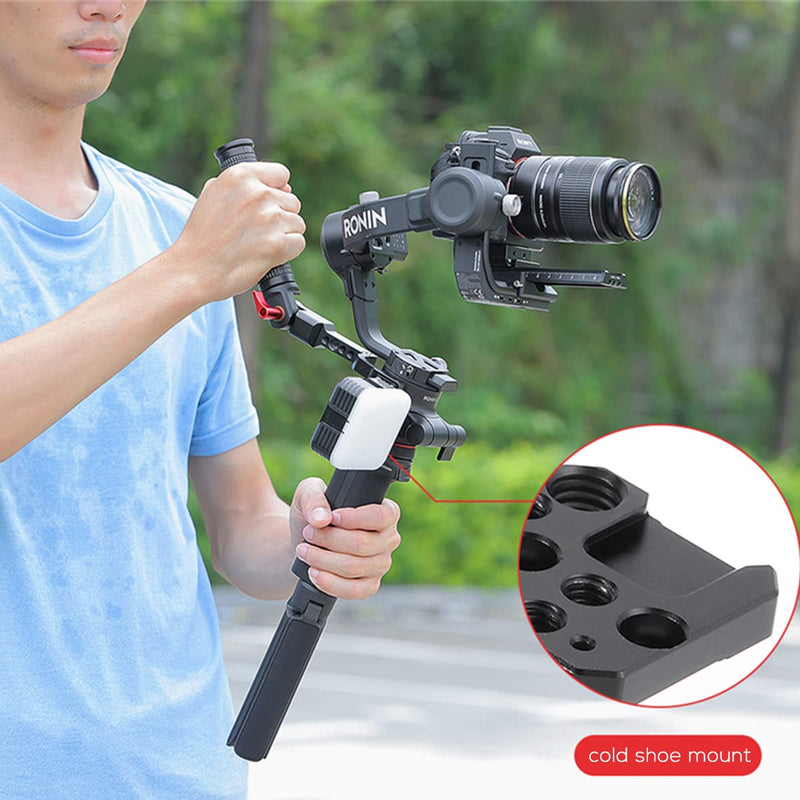 Gimbal Adjustable Handle Grip for DJI Ronin S/SC/RSC2, Stabilizer Handgrip Extension Bracket with Cold Shoe Mount 1/4 3/8 Threaded Holes for Video Light, Microphone, Monitor Handle Grip with Plate
