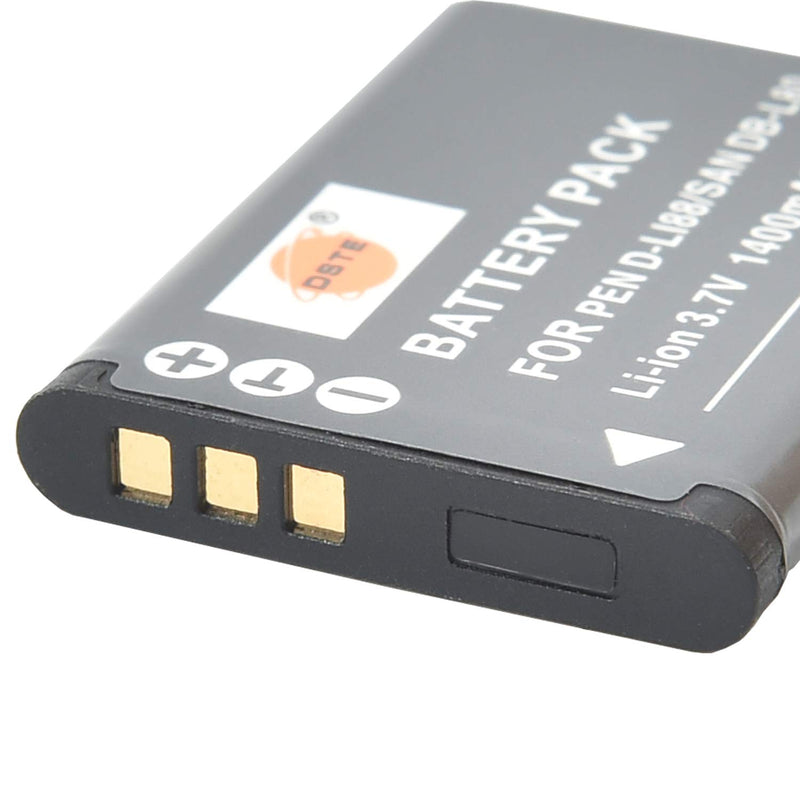 [AUSTRALIA] - DSTE Replacement for 2X D-Li88 Li-ion Battery Compatible Pentax Optio H90 P70 P80 W90 WS80 Camera as DB-L80 VW-VBX070 