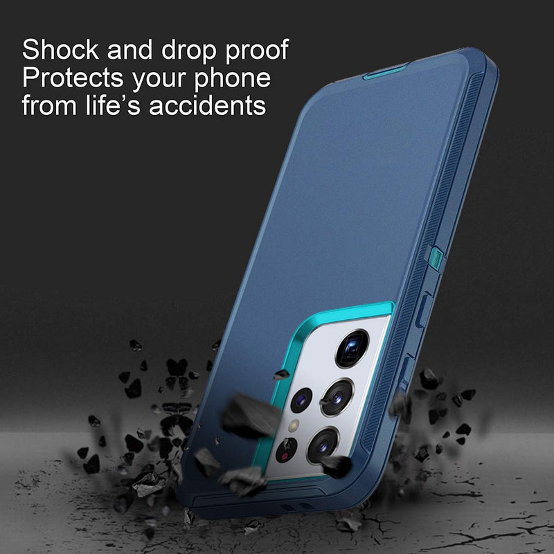 I-HONVA for Galaxy S21 Ultra 5G Case Shockproof Dust/Drop Proof 3-Layer Full Body Protection [Without Screen Protector] Rugged Heavy Duty Cover Case for Samsung Galaxy S21 Ultra 5G 6.8 2021, Blue