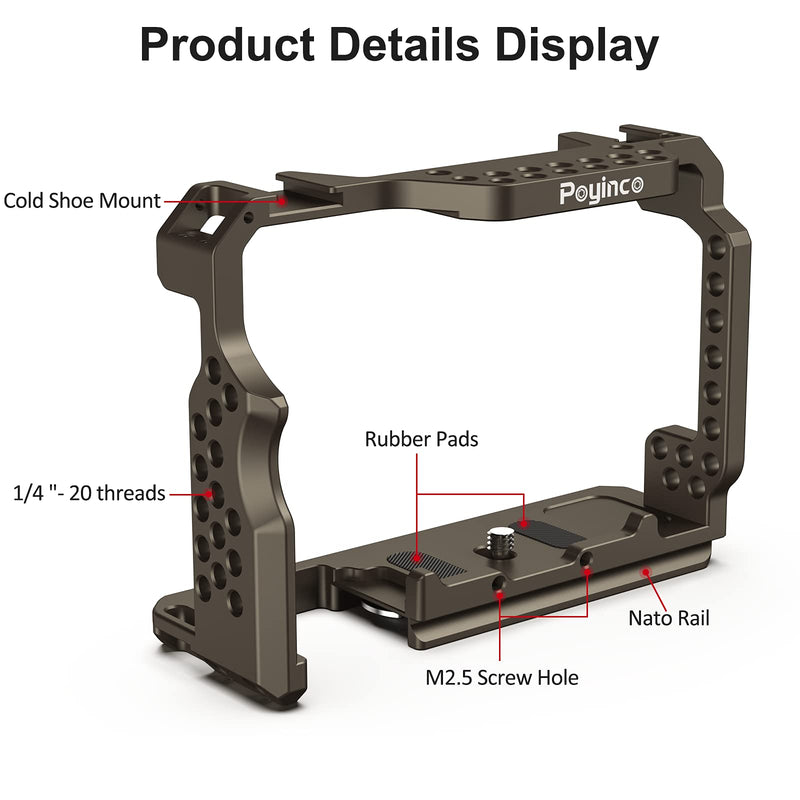 Poyinco Camera Cage with Standard Cold Shoe for Sony A7M3/A73/A7R3/A7R2 Camera etc. SONY A7M3 - Bronze