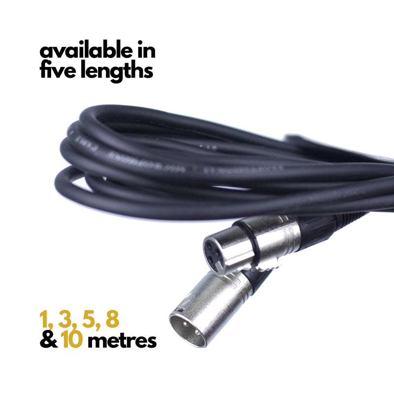 Urbanphonics XLR Mic Cable | Premium Quality Pro Microphone Lead | Balanced Male XLR to Female XLR | 3 Metre Black | Clearer Sound for PA Systems, Studio Recording, Mixers, Amplification & Speakers