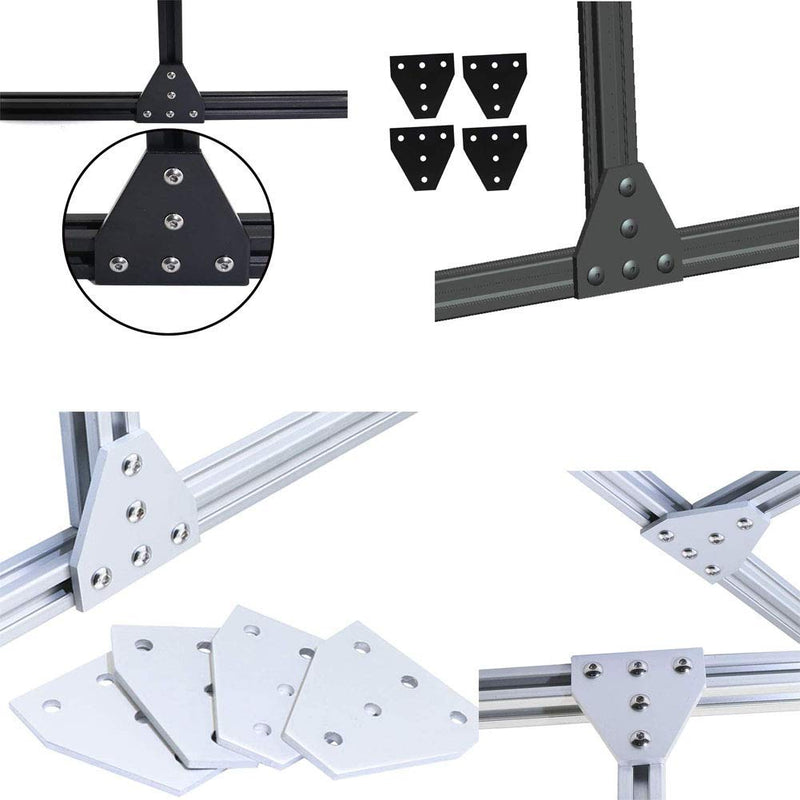 MroMax 5 Pcs Aluminum Alloy Outside Joining Plate 2.36" x 2.36" x 0.16" (L x W x T) with 5Hole Joint Bracket Silver