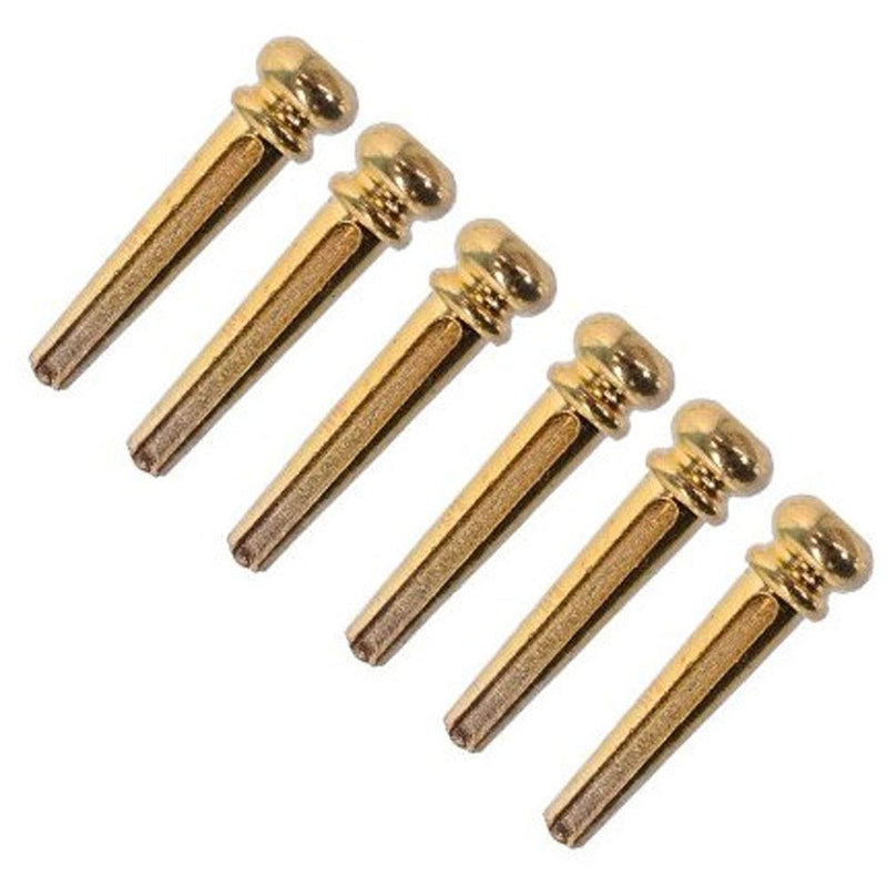 6 Pieces Guitar Bridge Pins, Brass Pin Acoustic Guitar Strings Nail Pegs Fixed Cone, Replacement Parts for Acoustic Folk Guitar (Gold) Gold