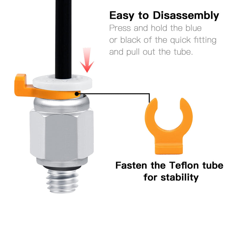 High Temperature Resistant Premium Bowden Tubing 6M TPFE Teflon Tube for 1.75mm Filament with Upgraded PC4-M6 and PC4-M10 Pneumatic Fittings,Teflon Cutter,Collet Clips and Spanner for Ender 3/3 Pro