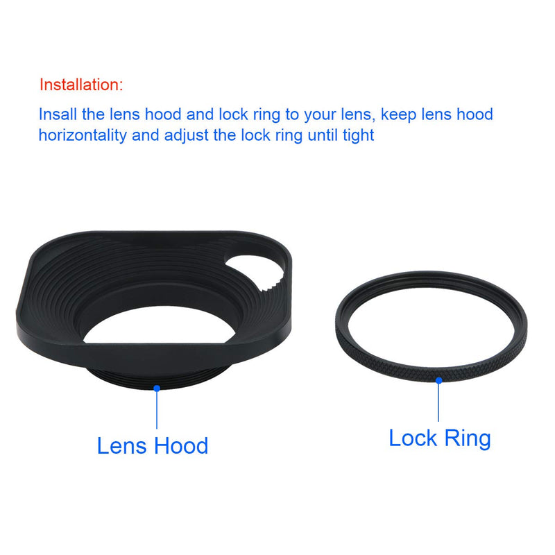 [AUSTRALIA] - Haoge LH-B43P 43mm Square Metal Screw-in Lens Hood with Hollow Out Designed for Leica Rangefinder Camera with 43mm E43 Filter Thread Lens Black 