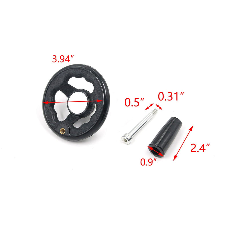 T Tulead 3.94" Diameter Metal Round Handwheel Folding Disassemble Wheel Hand Crank Revolving Handle Wheel with Plastic Handle