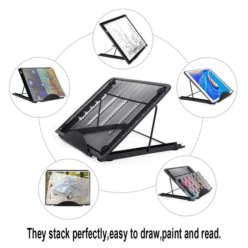 Diamond Painting Accessories Tools Kits, Light Table Adjustable Stand Easel for Painting Drawing Art Supplies, A4 Holder Light Table Sketch Board for Adults (Black Stand) black